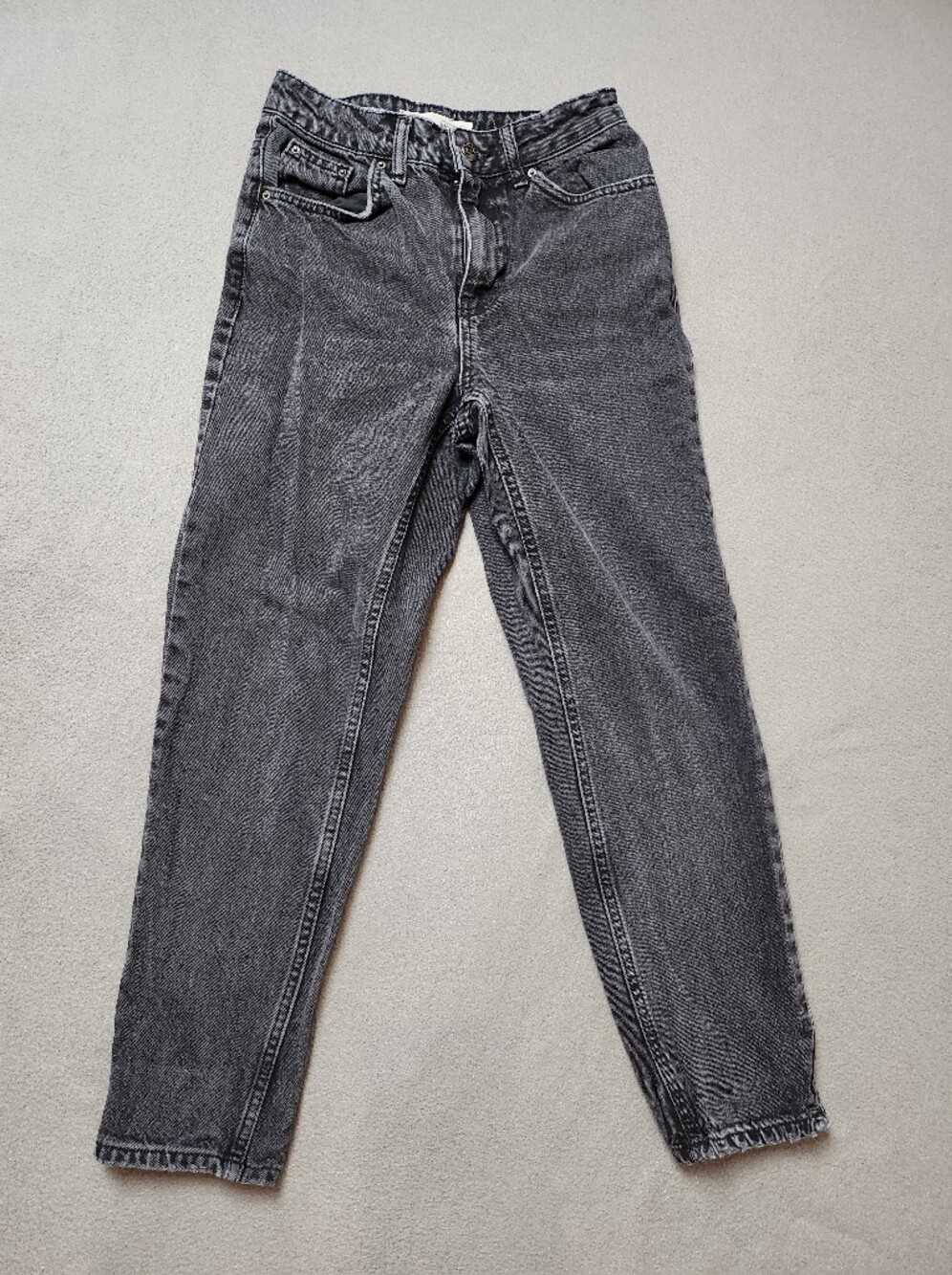 Topshop Moto Petite MOM Jeans W25 Grey Wash High Rise